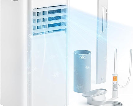 Climatiseur mobile 9 000 BTU (+35m²) 2,6 kW (avec télécommande), climatiseur portable quatre en un, fonctionnement silencieux, écran LED, minuterie 24 heures