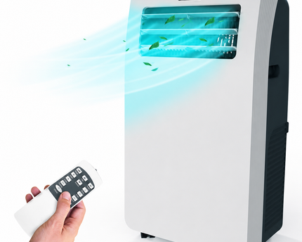 Climatiseur Mobile 12 000 BTU (+50m²) Puissant & Silencieux - Nouveauté - Déshumidificateur - Ventilateur et Climatisation - Clim Mobile avec Télécommande