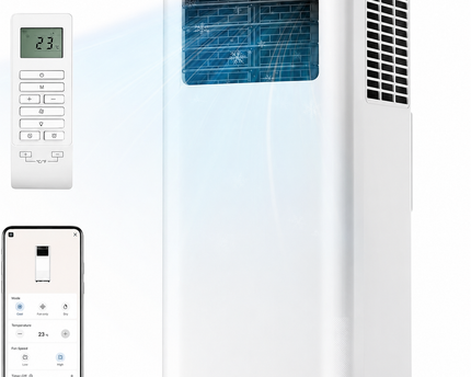 Climatiseur Mobile 7 000 BTU (+35m²) 3-en-1 Écoénergétique Climatiseur Portable, Kit Fenêtre Inclus, Contrôle Via Appli Télécommande, Silencieux 48 dB, Minuterie 24 H