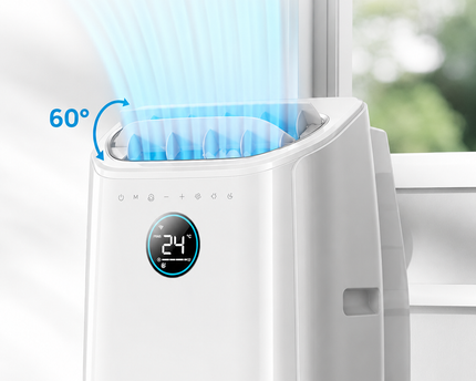 Climatiseur Portable 10 000 BTU (+40m²) pour chambre, refroidissement efficace sans drainage, silencieux, contrôle par application et vocal, minuterie 24 h, ventilateur et déshumidificateur