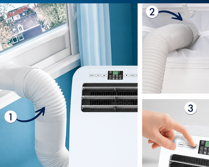 Climatiseur Mobile 12 000 BTU (+50m²) Puissant & Silencieux - Nouveauté - Déshumidificateur - Ventilateur et Climatisation - Clim Mobile avec Télécommande