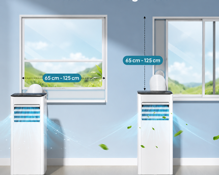 Climatiseur mobile 9 000 BTU (+35m²) 2,6 kW (avec télécommande), climatiseur portable quatre en un, fonctionnement silencieux, écran LED, minuterie 24 heures