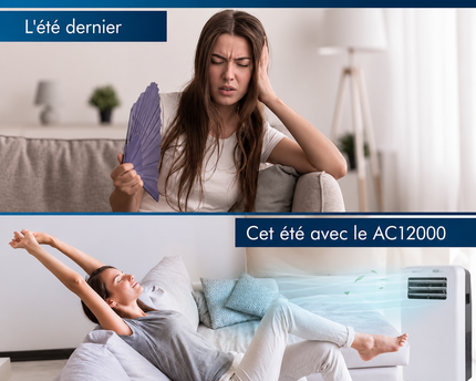 Climatiseur Mobile 12 000 BTU (+50m²) Puissant & Silencieux - Nouveauté - Déshumidificateur - Ventilateur et Climatisation - Clim Mobile avec Télécommande