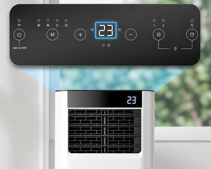 Climatiseur Mobile 7 000 BTU (+35m²) 3-en-1 Écoénergétique Climatiseur Portable, Kit Fenêtre Inclus, Contrôle Via Appli Télécommande, Silencieux 48 dB, Minuterie 24 H