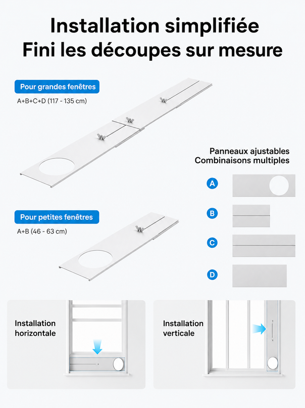 Climatiseur Portable 10 000 BTU (+40m²) pour chambre, refroidissement efficace sans drainage, silencieux, contrôle par application et vocal, minuterie 24 h, ventilateur et déshumidificateur
