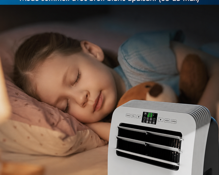 Climatiseur Mobile 12 000 BTU (+50m²) Puissant & Silencieux - Nouveauté - Déshumidificateur - Ventilateur et Climatisation - Clim Mobile avec Télécommande