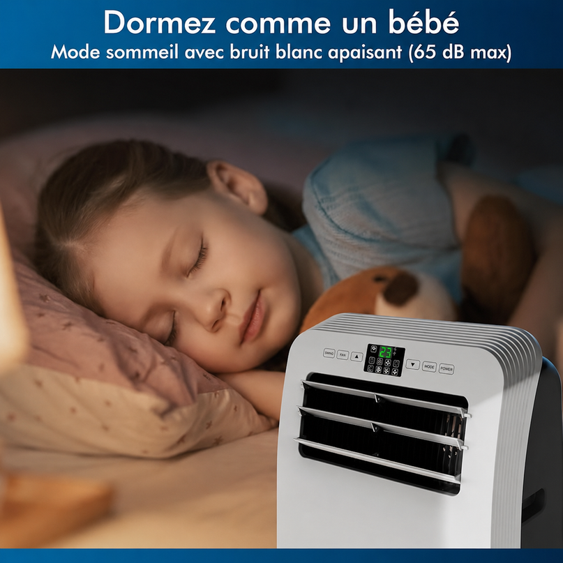 Climatiseur Mobile 12 000 BTU (+50m²) Puissant & Silencieux - Nouveauté - Déshumidificateur - Ventilateur et Climatisation - Clim Mobile avec Télécommande