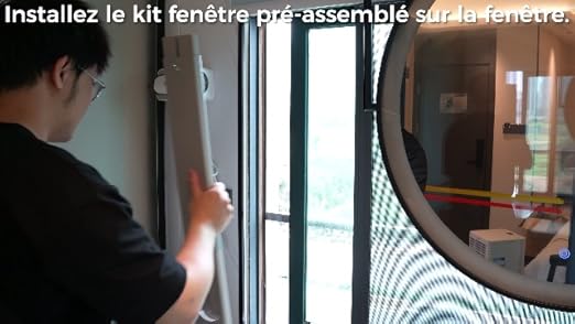 Climatiseur Mobile 9 000 BTU (+35m²) 4 en 1 Silencieux - Télécommande, Minuterie 24h & Mode Sommeil,Clim Mobile pour Maison et Bureau,Kit d'Évacuation par Fenêtre Inclus