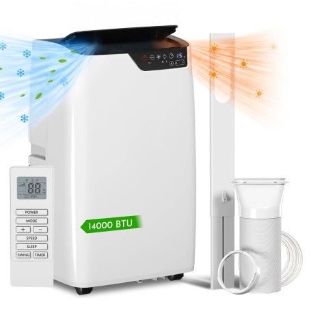 Climatiseur Mobile - Blanc - 14000 BTU - Réversible Chaud/Froid - Silencieux