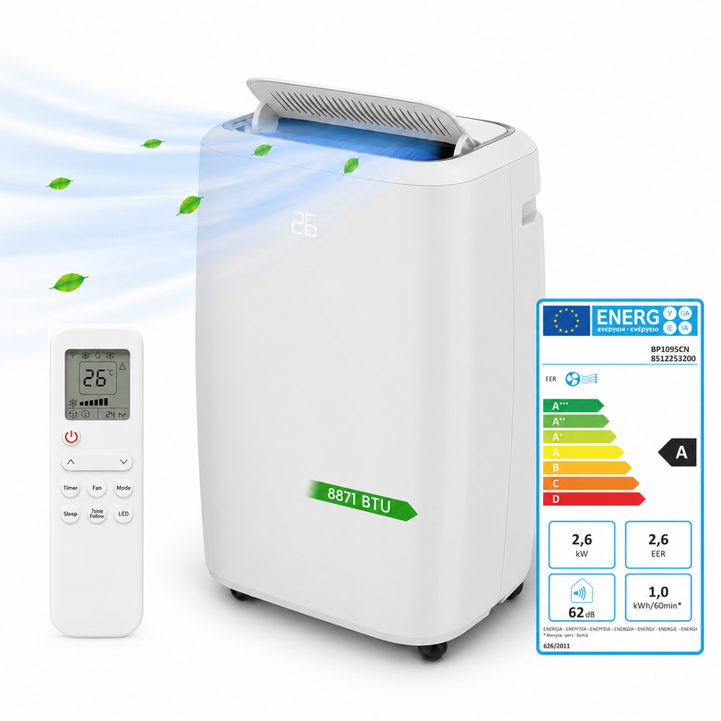 Climatiseur mobile connecté - 9 000 BTU (+35m²) - Wi-Fi & Commandes vocales