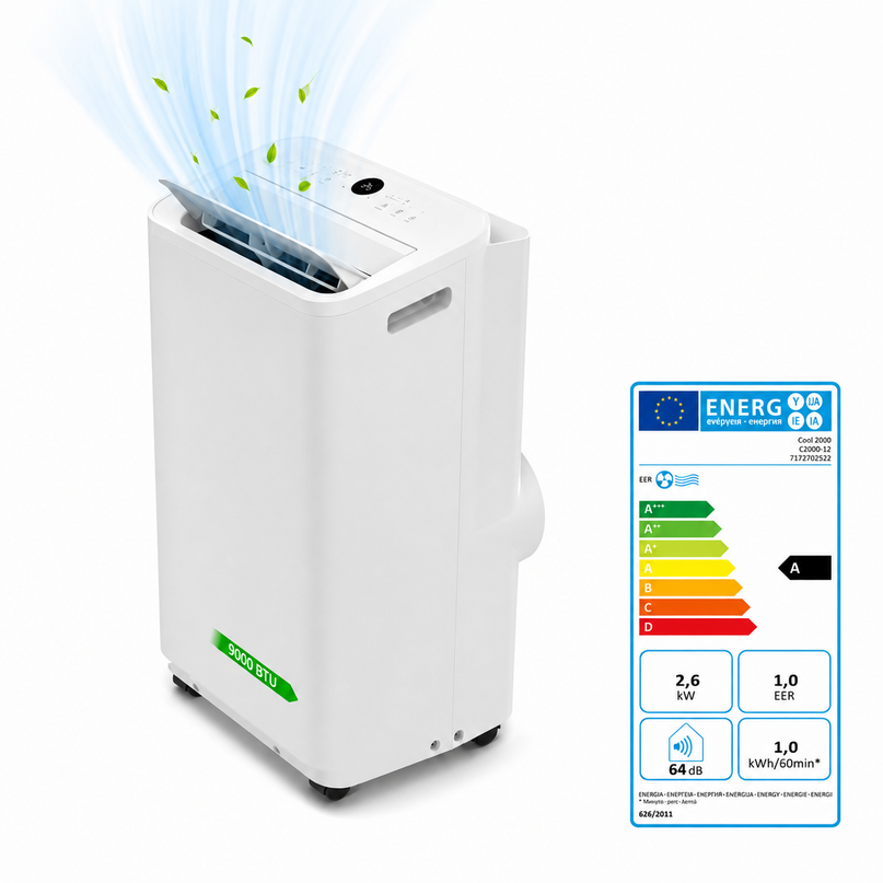 Climatiseur Portable 9 000 BTU (+35m²) - Écran LED