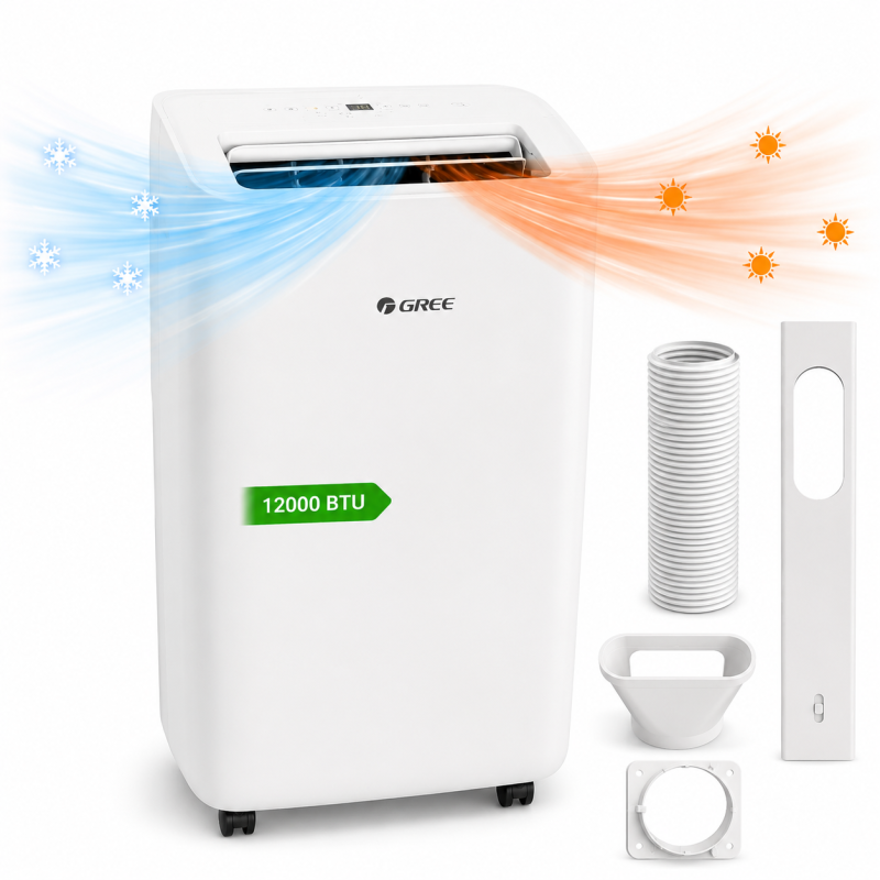 GREE - 12000 BTU - Climatiseur mobile Froid et Chaud - Wi-Fi - 3,5 kW